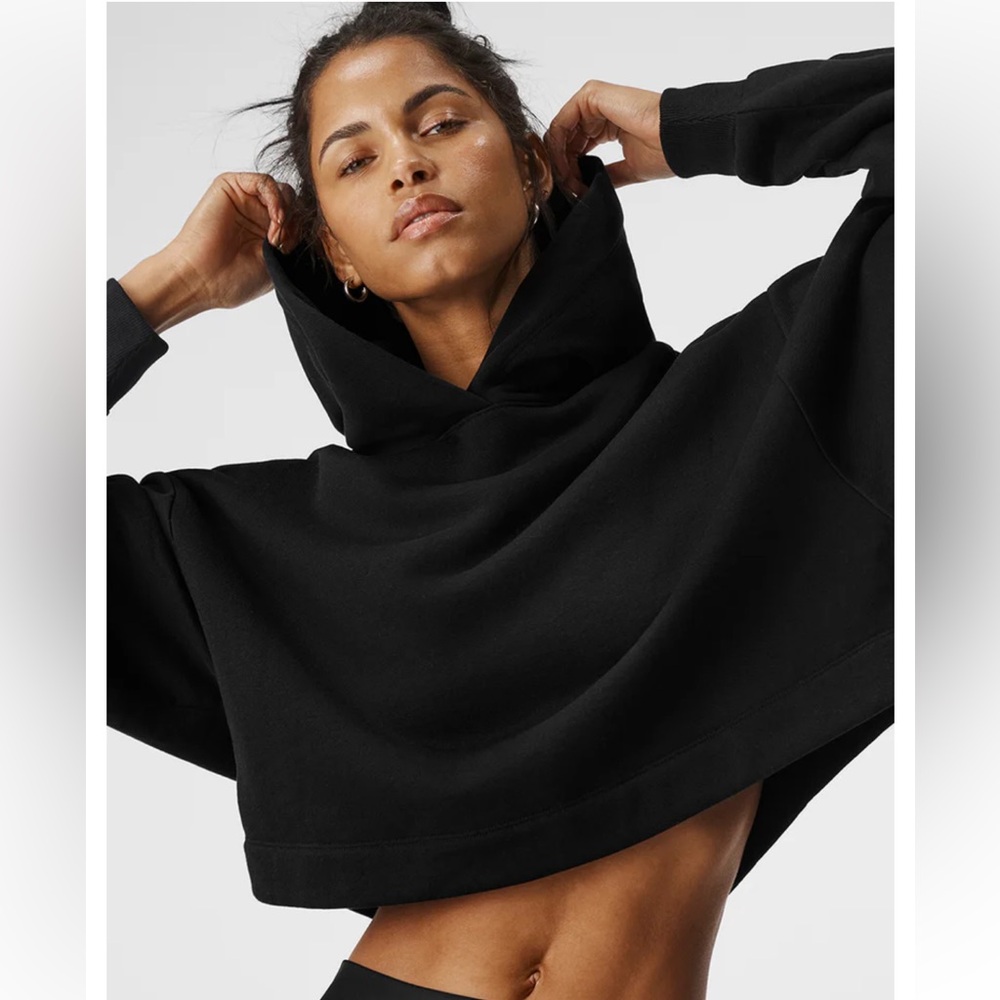 Alo Black Bae Cropped Hoodie